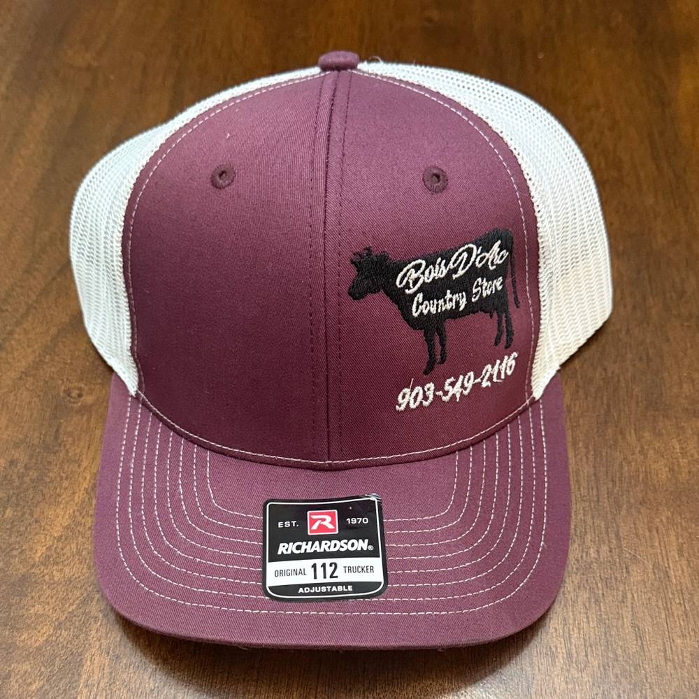 Richardson Company Country Store Humble Mesh Back Cap with maroon Brim